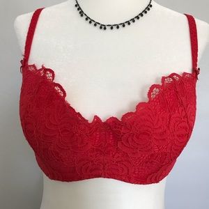 Adore Me Red lace balconette style bra